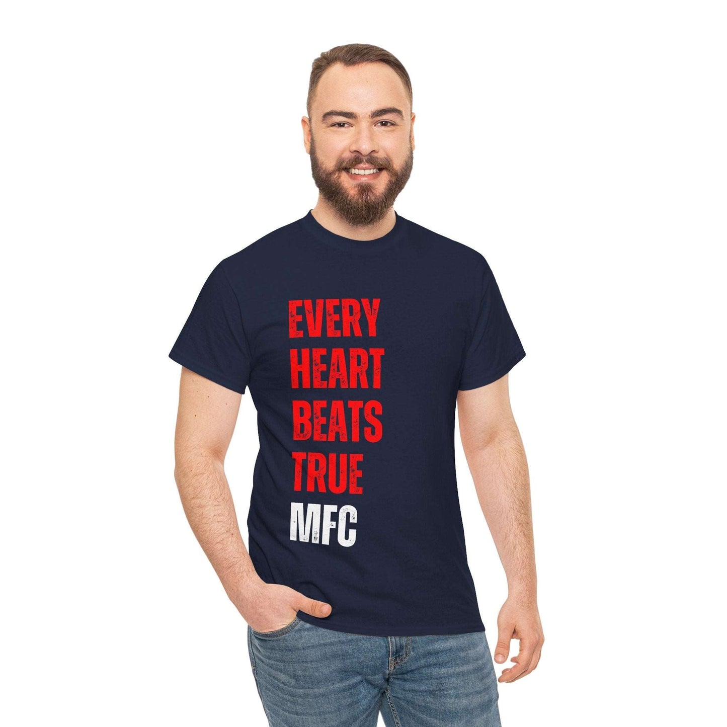Melbourne AFL fanwear t-shirt showcasing Every Heart Beats True motto