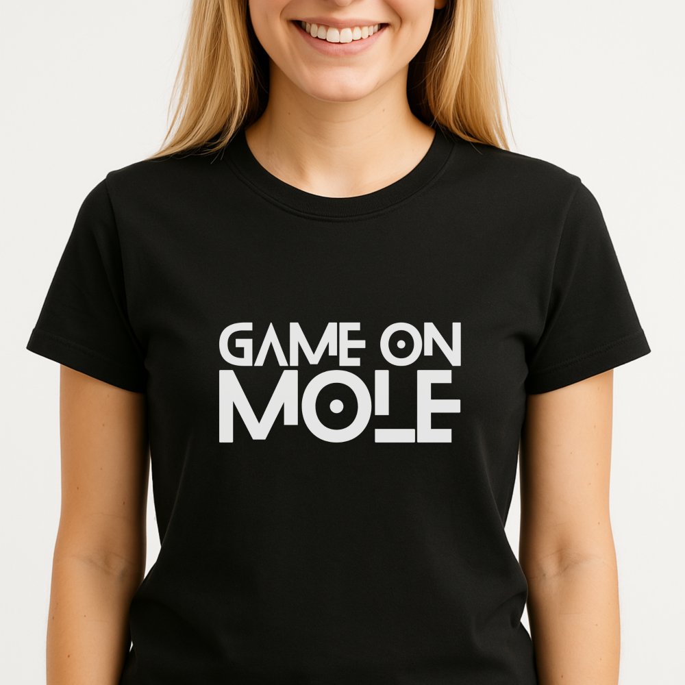 T-shirt with the phrase “Game on, Mole” — iconic Aussie reality TV quote tee, perfect for fans of drama, humour, and pop culture moments.