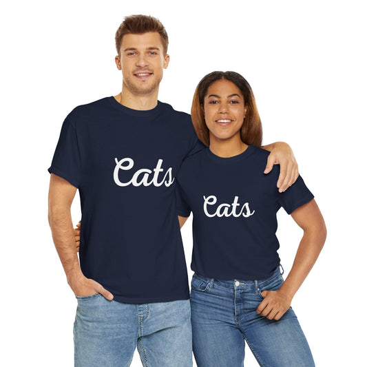 Geelong Cats AFL t-shirt – bold cursive ‘Cats’ design for die-hard footy fans and proud club supporters!