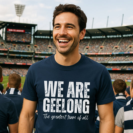 We are Geelong the greatest team of all navy t-shirt design