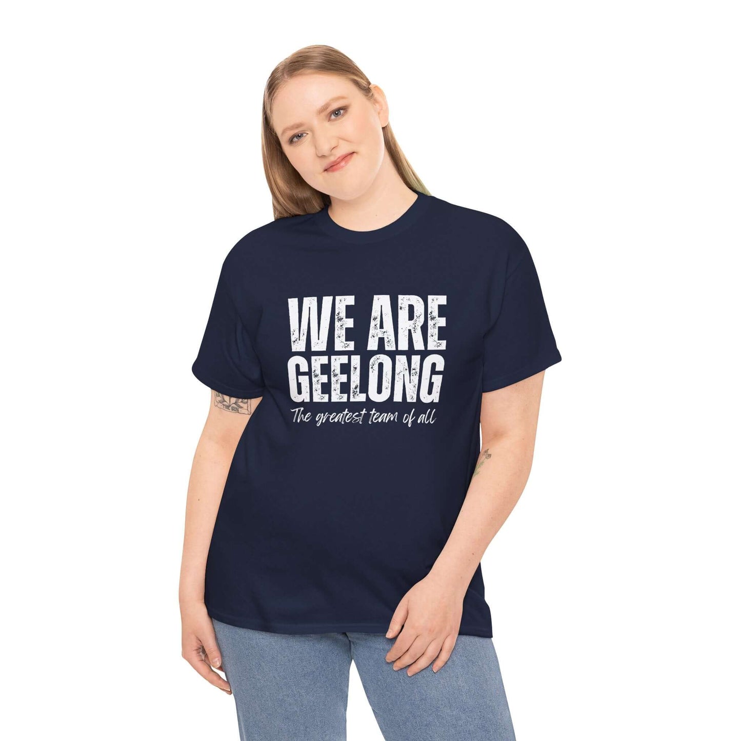 Supporter tee featuring Geelong Cats pride with We Are Geelong text
