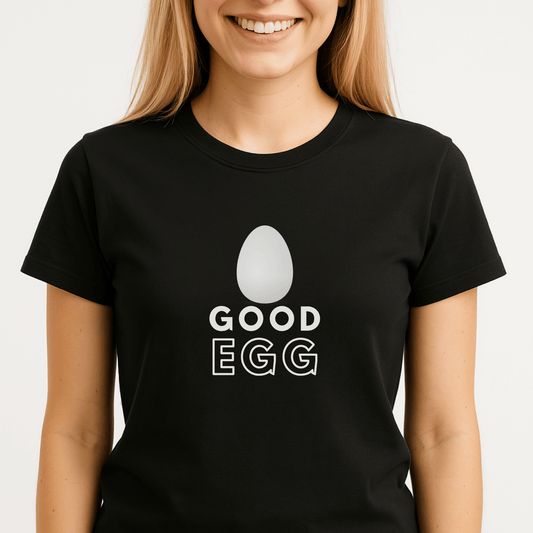 Good Egg t-shirt with playful design – fun gift for kind souls, brunch lovers, or anyone with a sunny-side-up personality