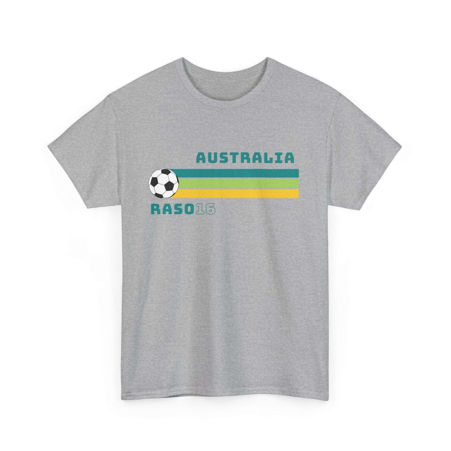 Matildas fan t-shirt featuring Hayley Raso’s number in retro Aussie design for Asia Cup season