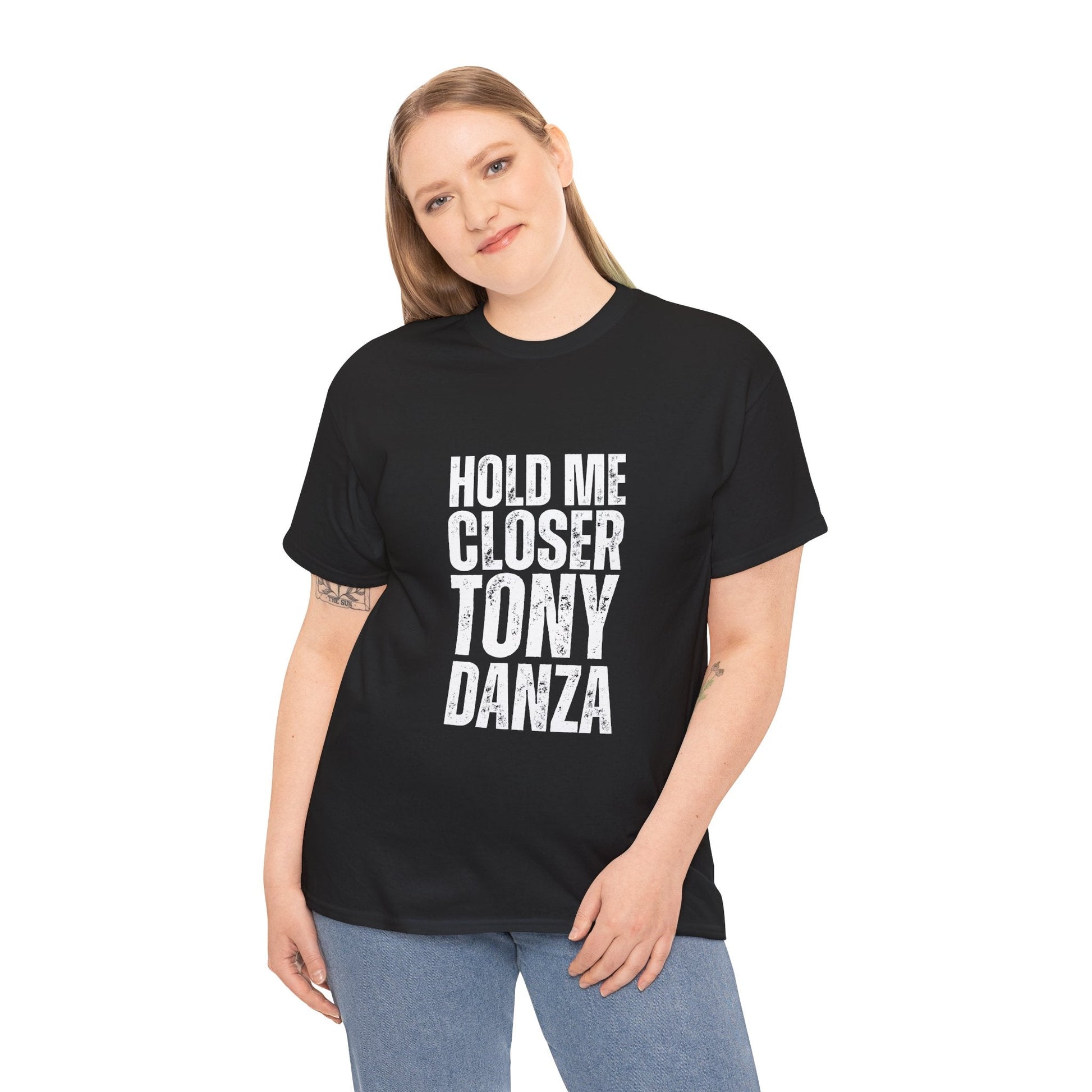 Quirky 'Hold me closer Tony Danza' t-shirt, perfect for fans of Elton John and hilarious song lyric misunderstandings
