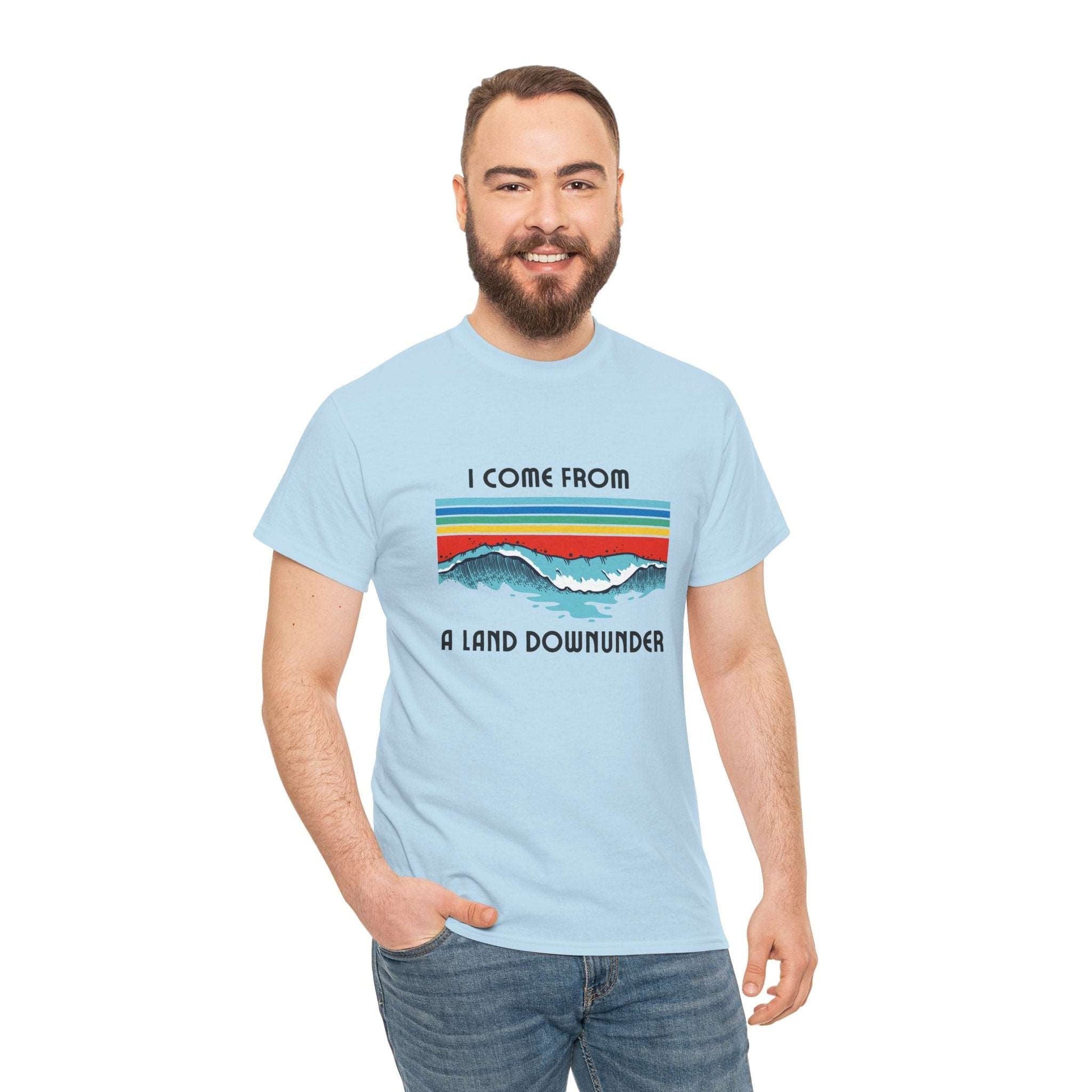 Retro beachy ‘I Come From a Land Down Under’ t-shirt for Aussie surf lovers