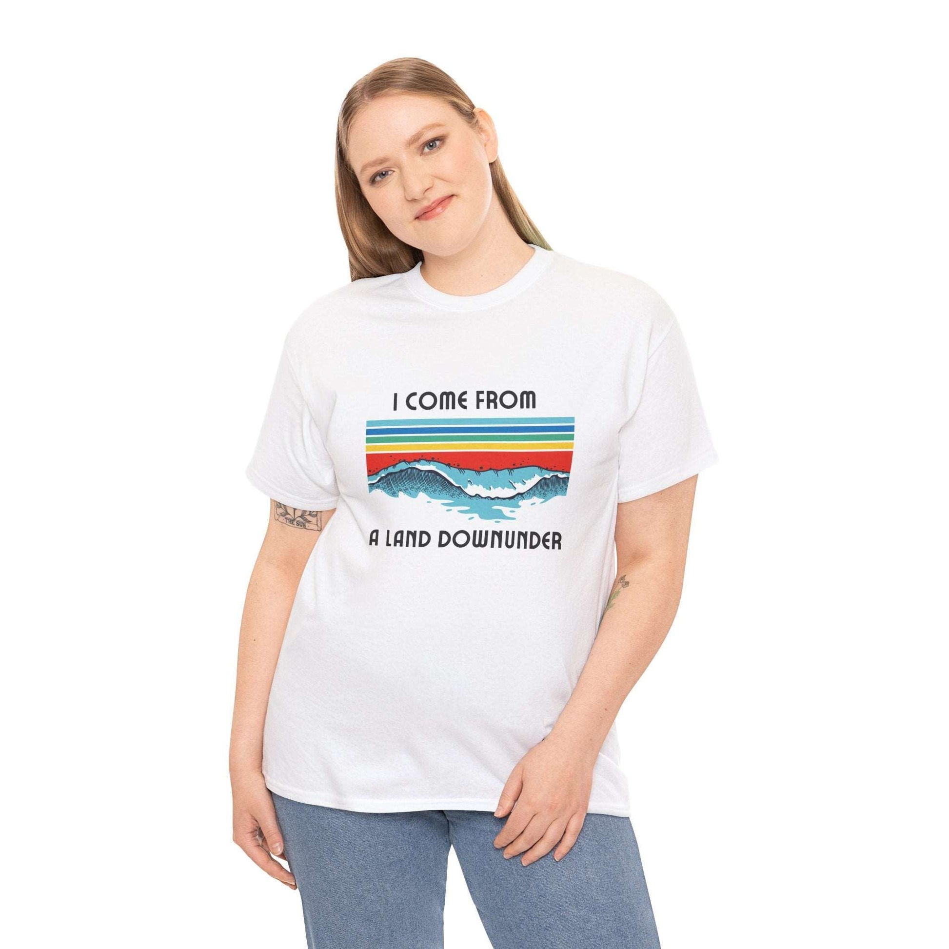 Aussie slogan t-shirt ‘I come from a land downunder’ – great for tourists and expats