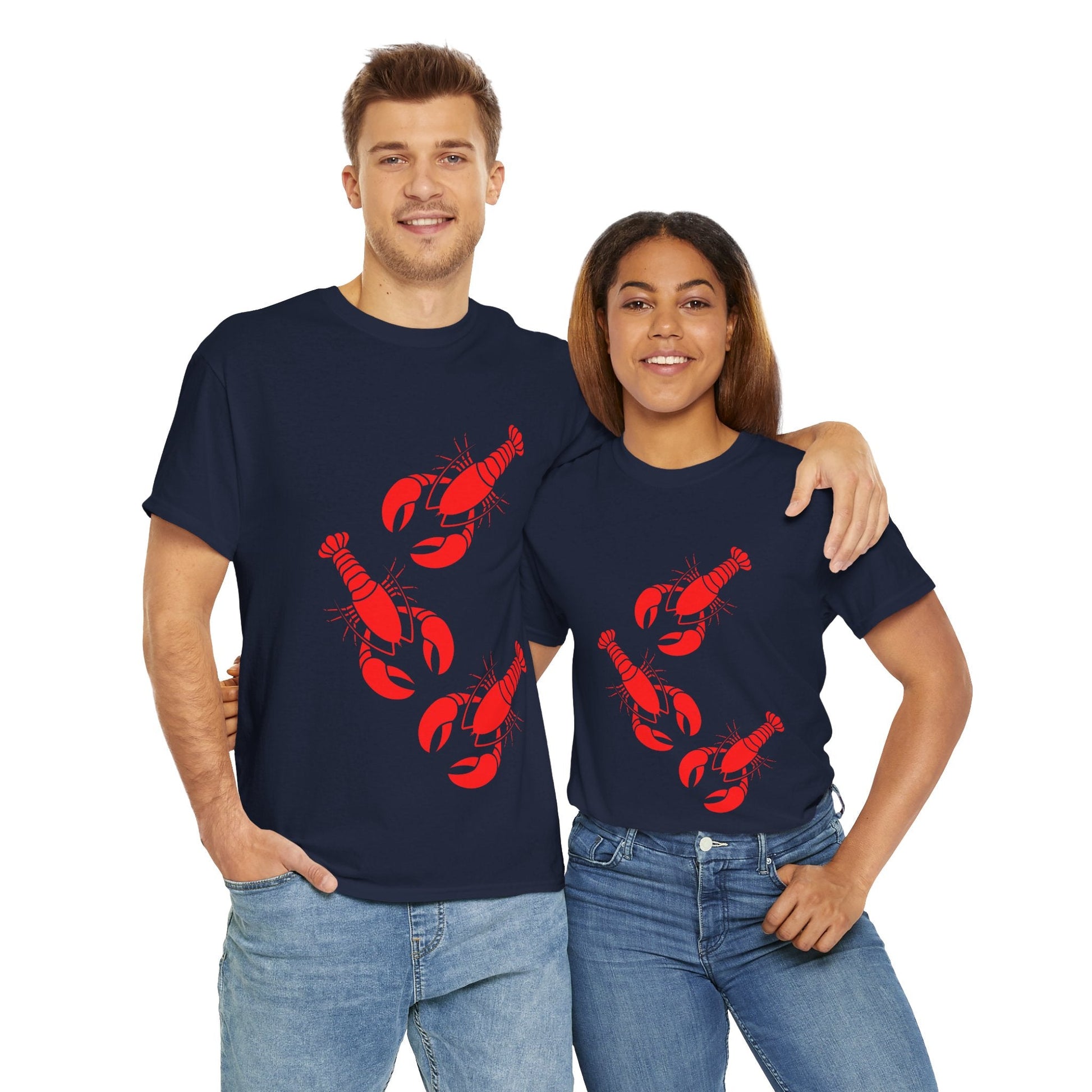 Seafood and fishing-inspired red lobster t-shirt, designed for fishermen, boat captains, and beachgoers.