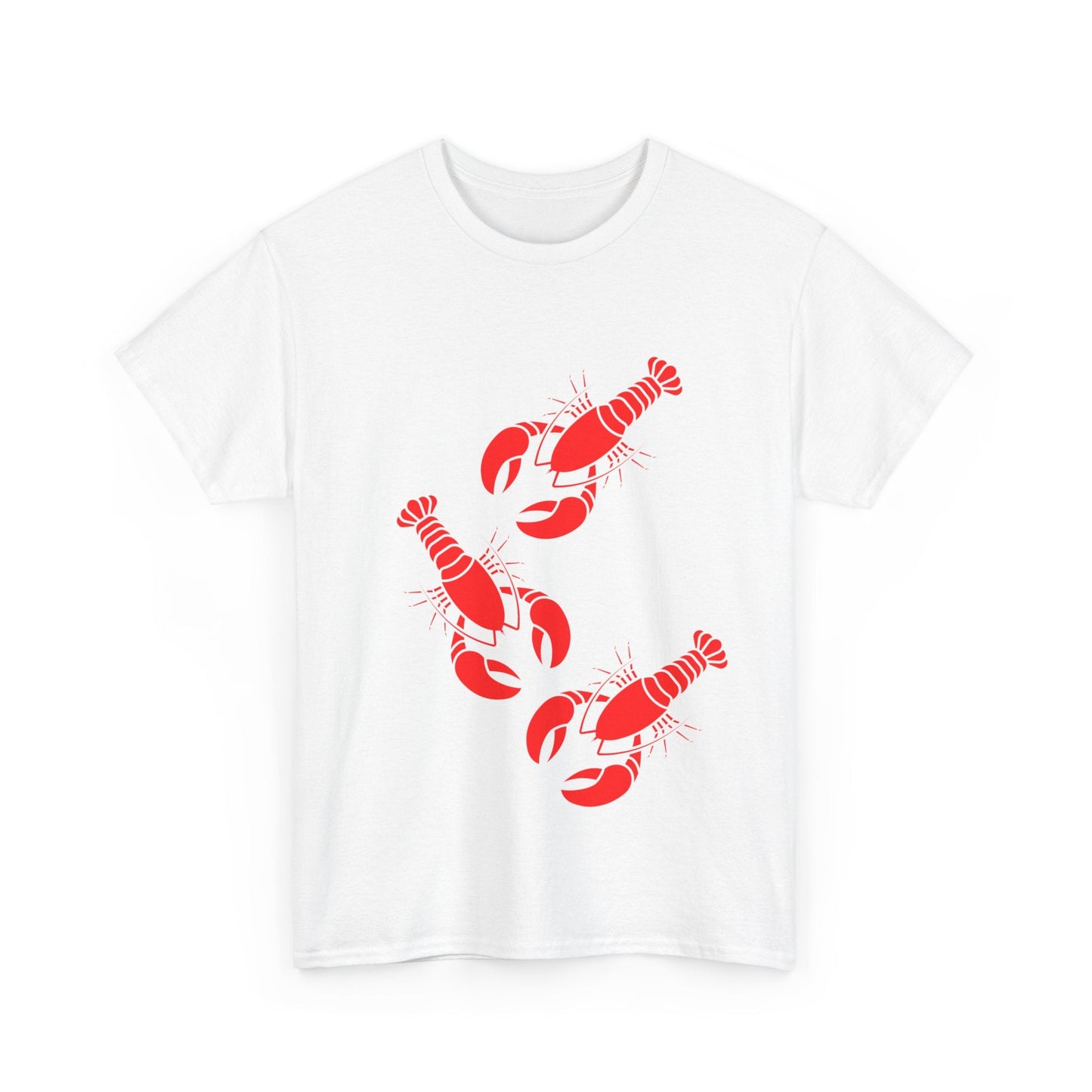 Nautical-inspired fisherman t-shirt with red lobster print, perfect for those who love the sea and fishing life.