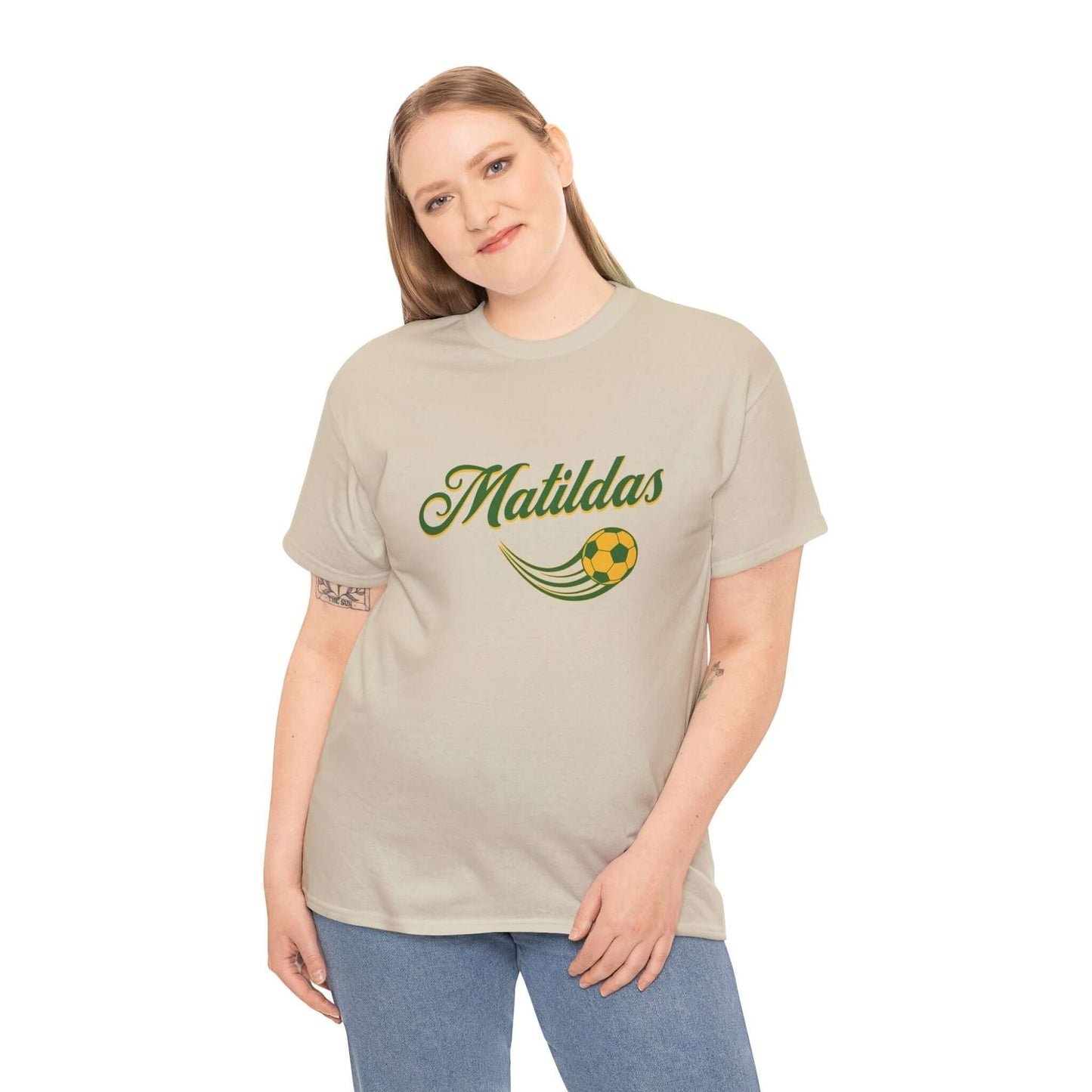 Green and gold Matildas t-shirt inspired by Aussie football legends