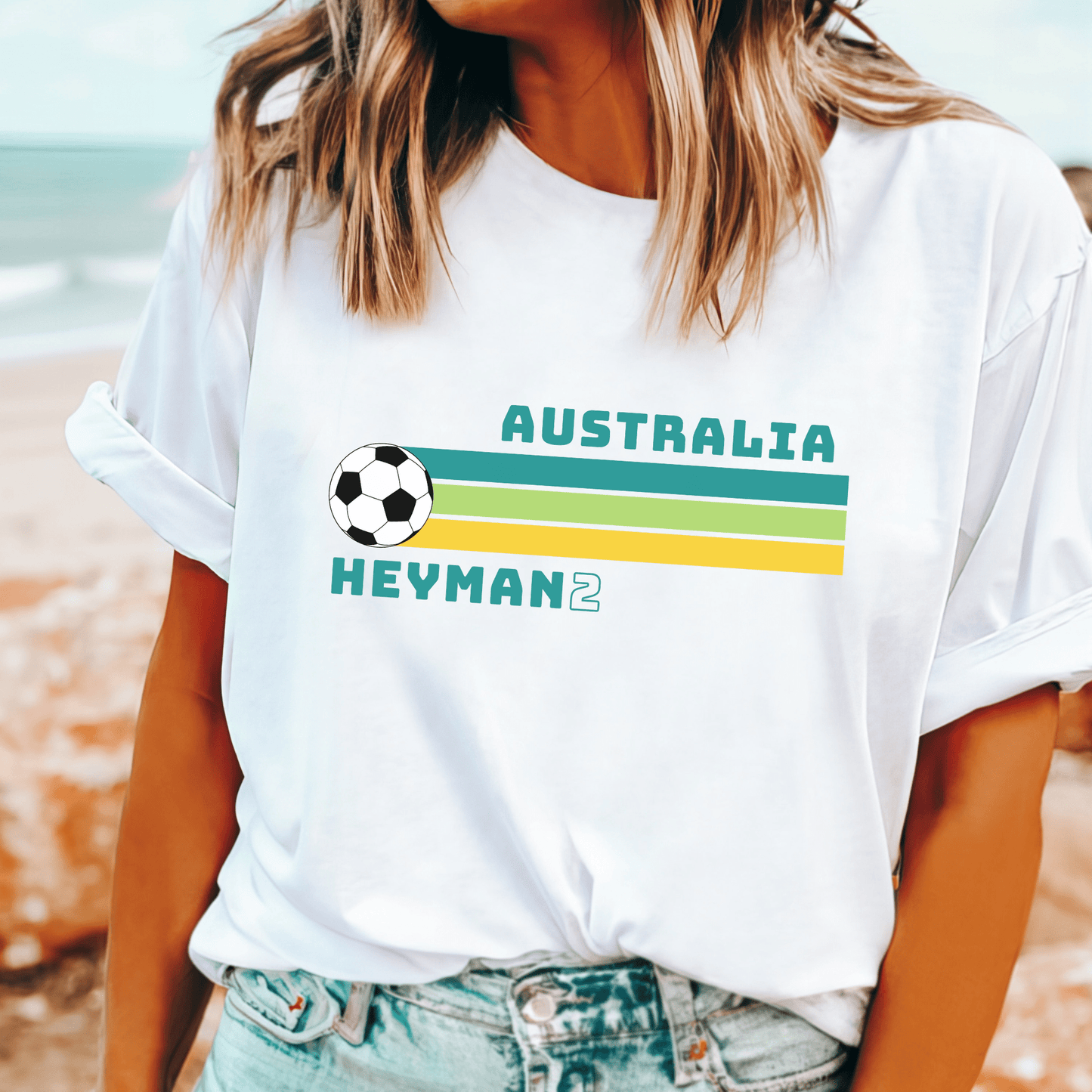Retro Matildas t-shirt with Michelle Heyman name in vintage design