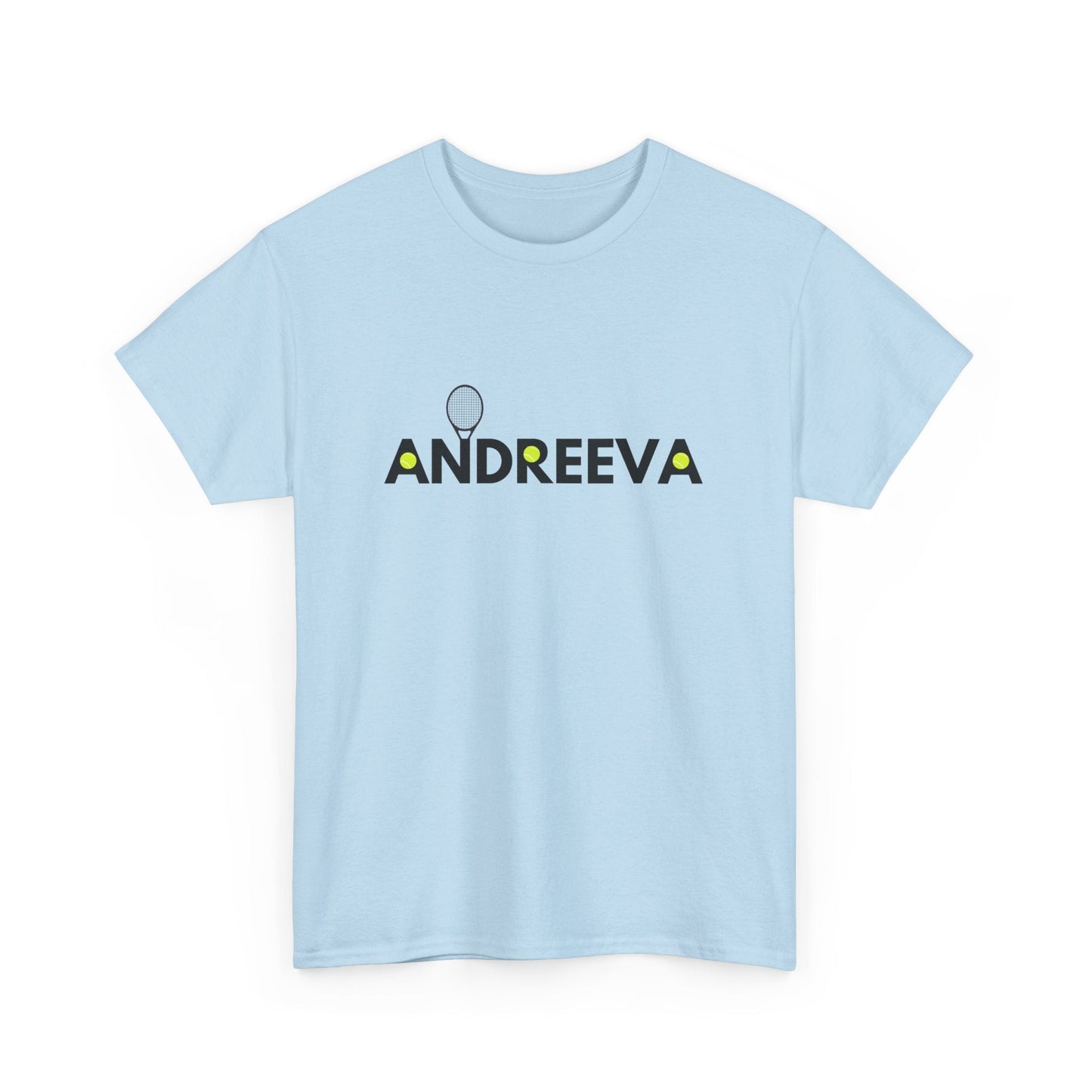 Fan apparel for rising star Mirra Andreeva with sporty lettering