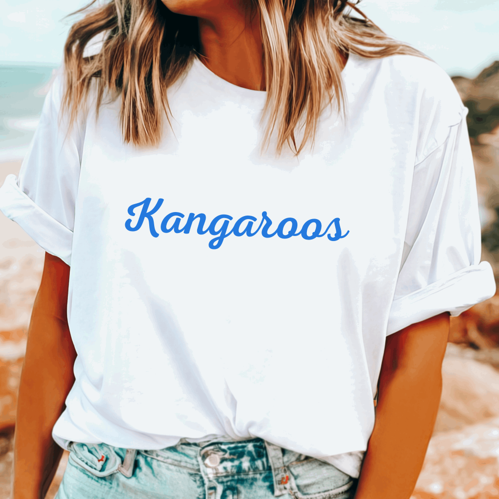 North Melbourne Kangaroos supporter t-shirt with bold Kangaroos text