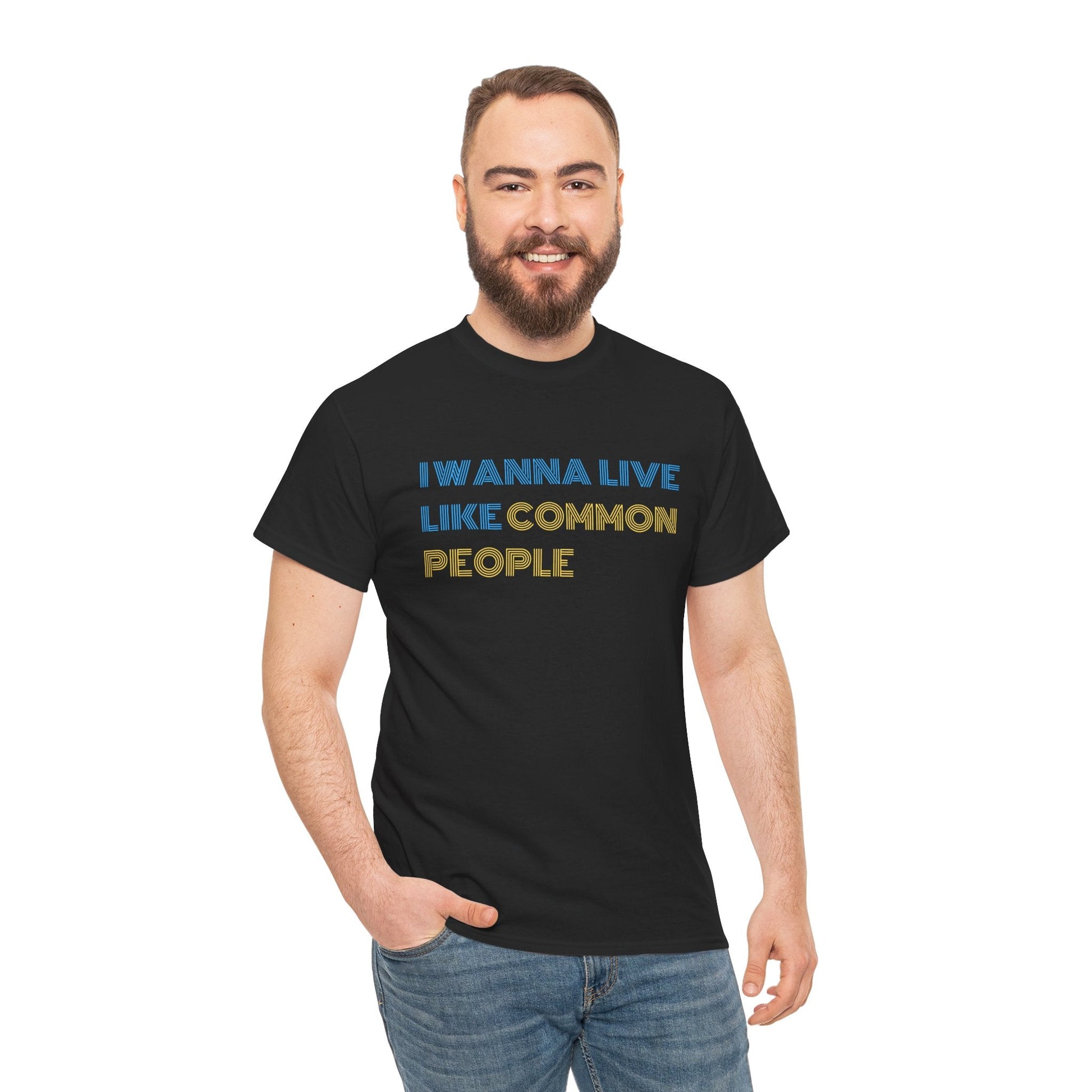 Iconic Britpop lyric t-shirt referencing Pulp’s 'Common People' song