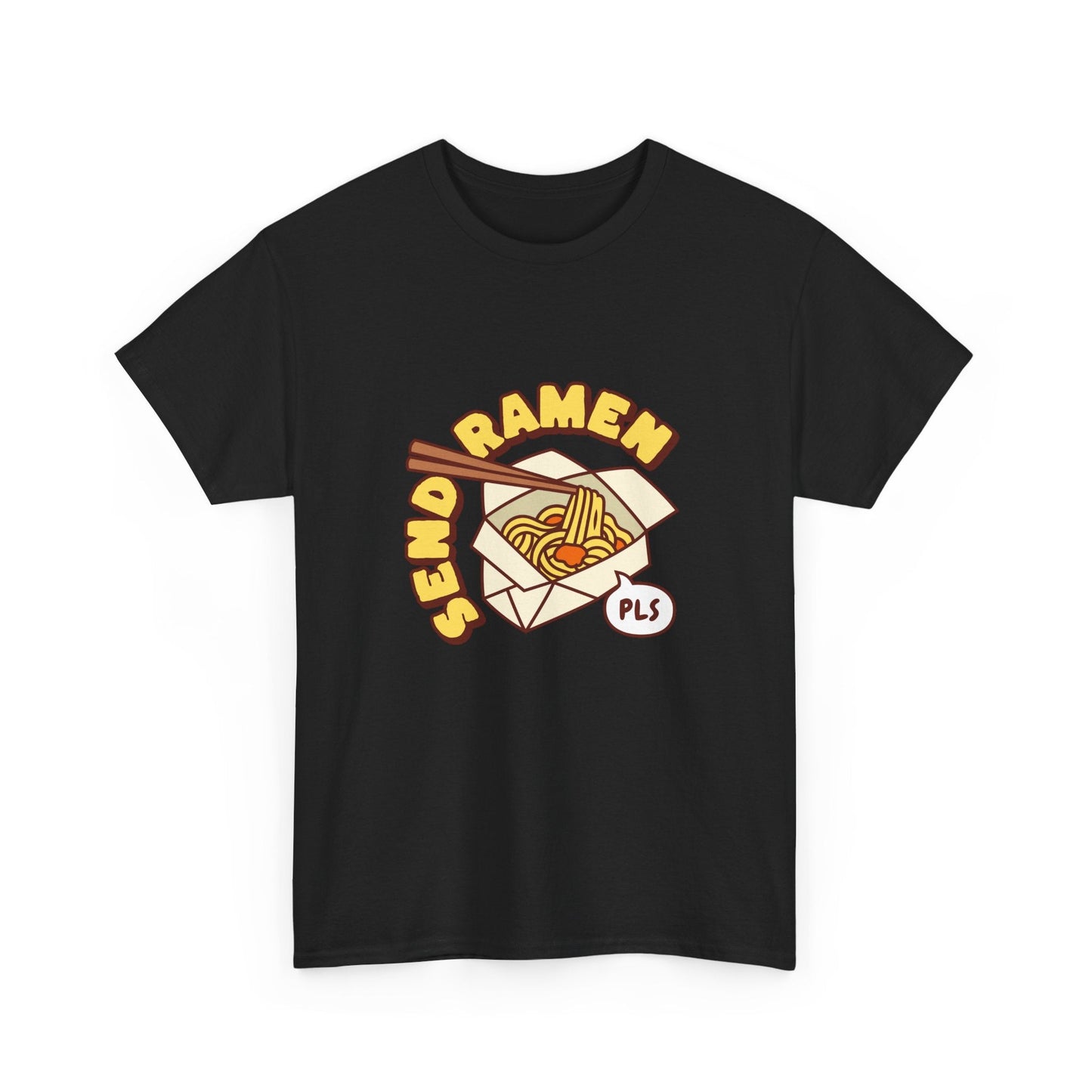 Foodie 'Send Ramen' t-shirt with a bowl of noodles—funny apparel for ramen enthusiasts