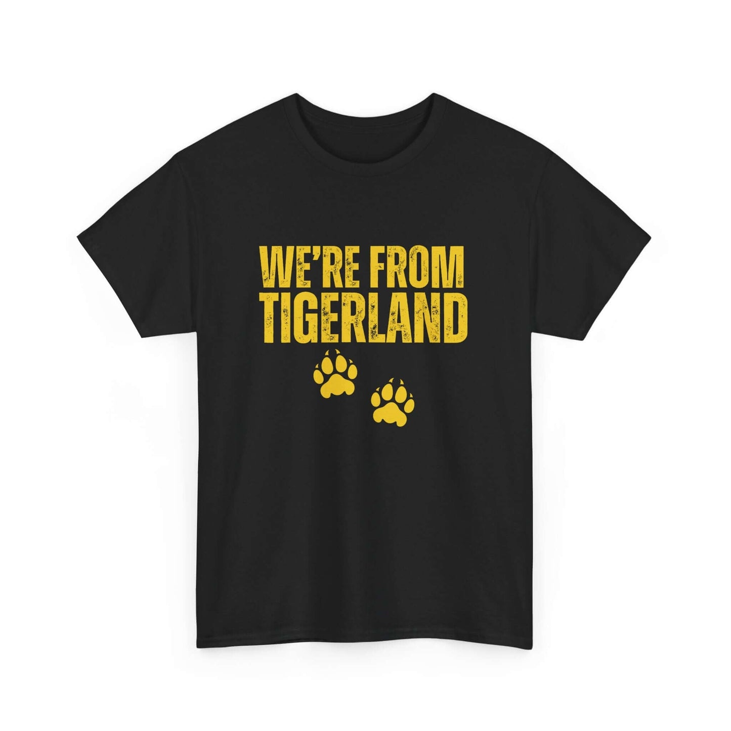 AFL supporter tee featuring We're from Tigerland slogan for Richmond fans