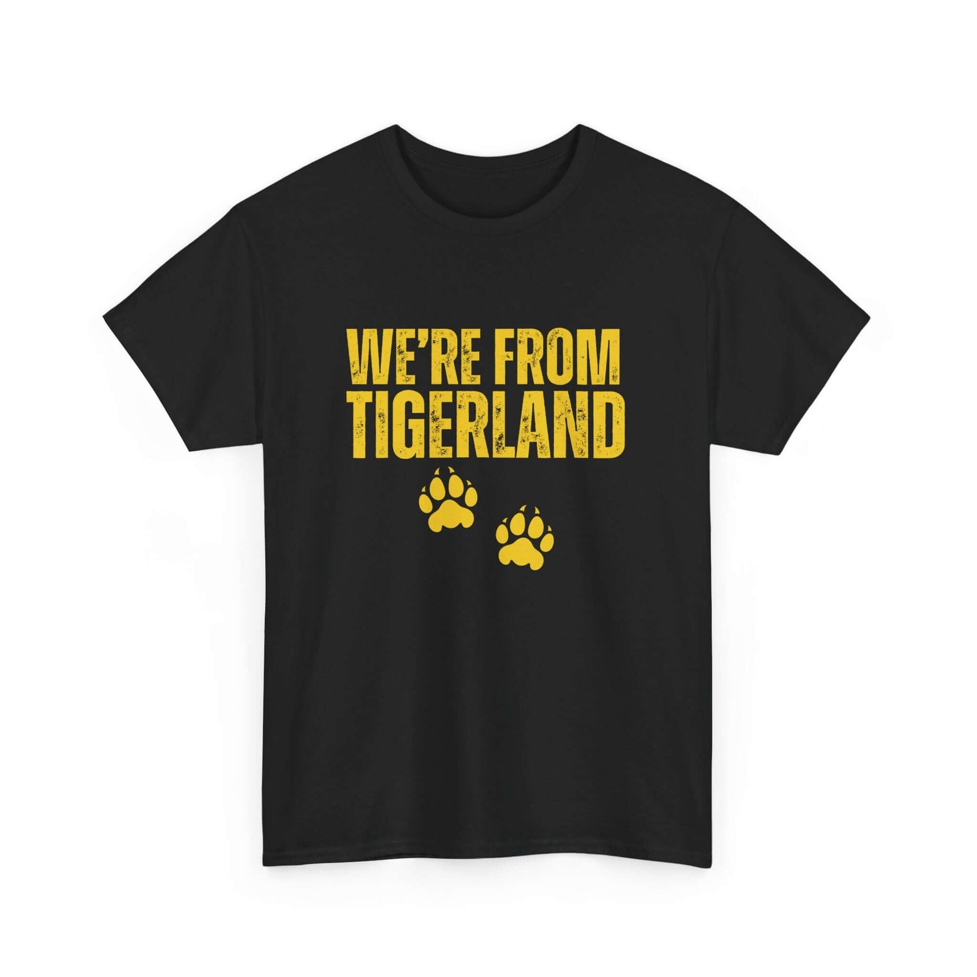 AFL supporter tee featuring We're from Tigerland slogan for Richmond fans