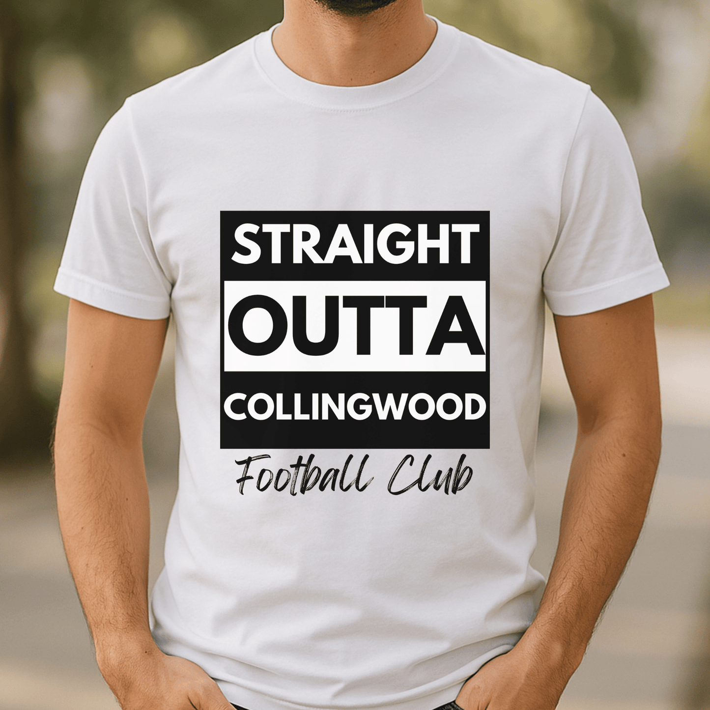 Straight Outta Collingwood Football Club t-shirt for Magpies AFL fans