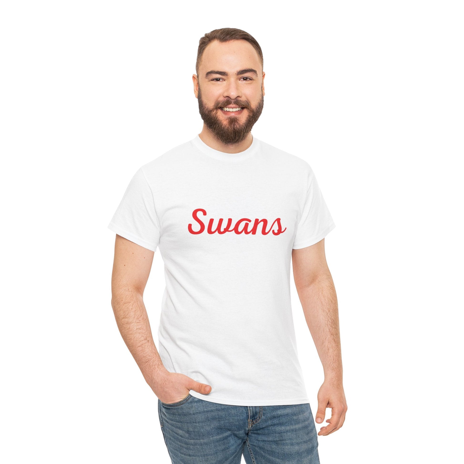 Red and white Swans tee perfect for showing team pride on game day