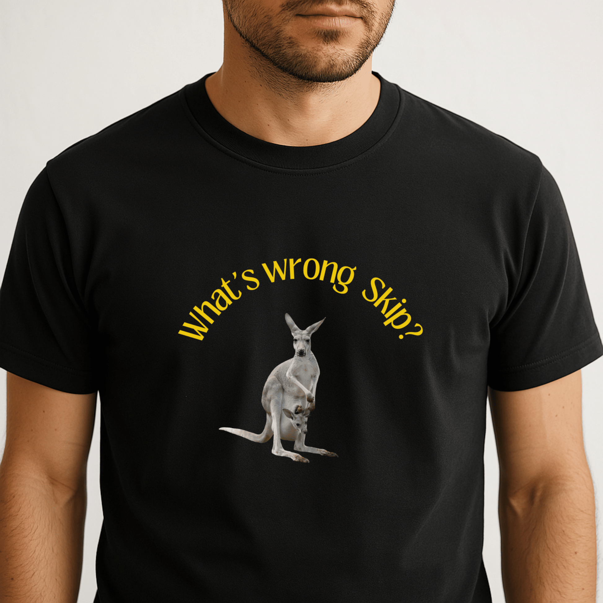 Retro “What’s Wrong Skip?” t-shirt with Skippy the Kangaroo — perfect for Aussie TV nostalgia lovers.