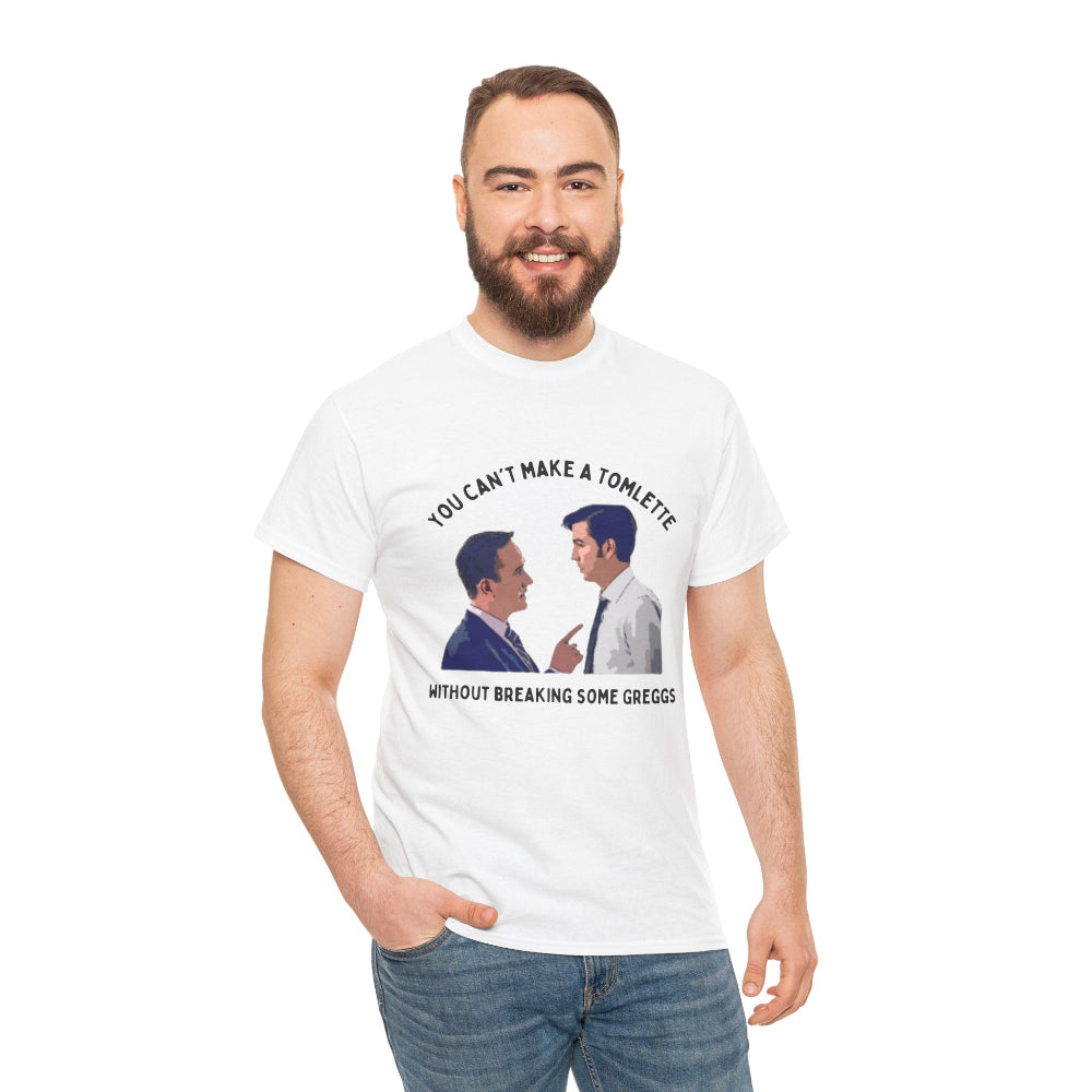 Succession t-shirt featuring the iconic 'Tomlette' quote, perfect for fans of Tom Wambsgans and Greg Hirsch
